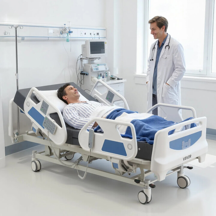 5-toiminen täyssähköinen sairaalasänky 250 kg Cardiac Chair- ja CPR-toiminnoilla