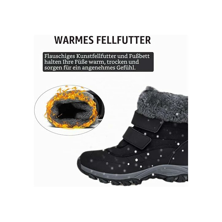 Lämmin vedenpitävä talvikenkä naisille tarrakiinnityksellä