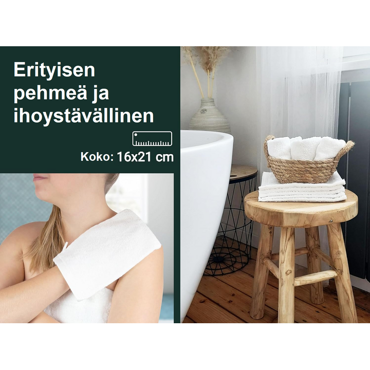 Laadukas pesukinnas 100 % puuvillaa, konepestävä 95 °C